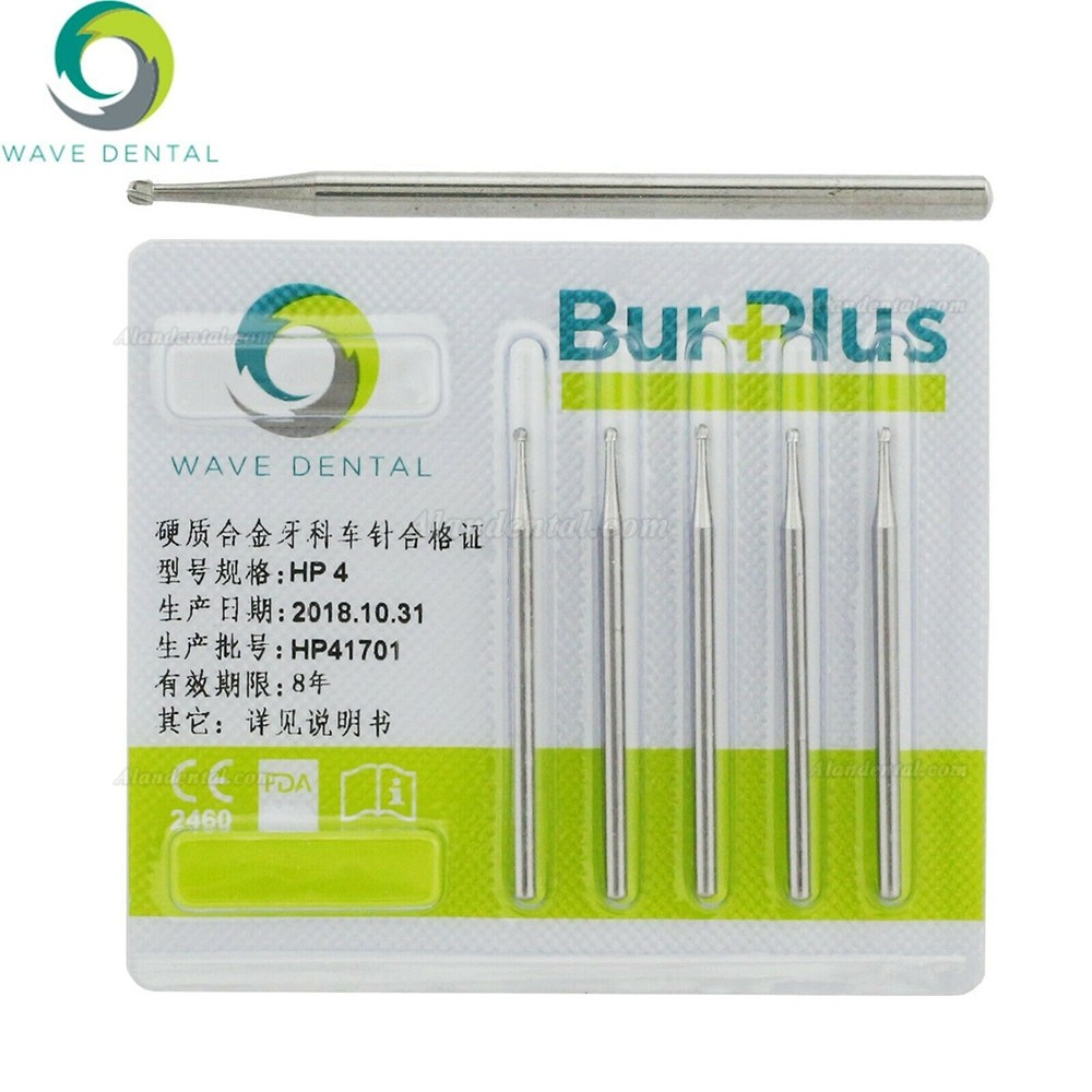 10Pcs Wave Dental Carbide Straight Handpiece Burs Round HP 4# Burs